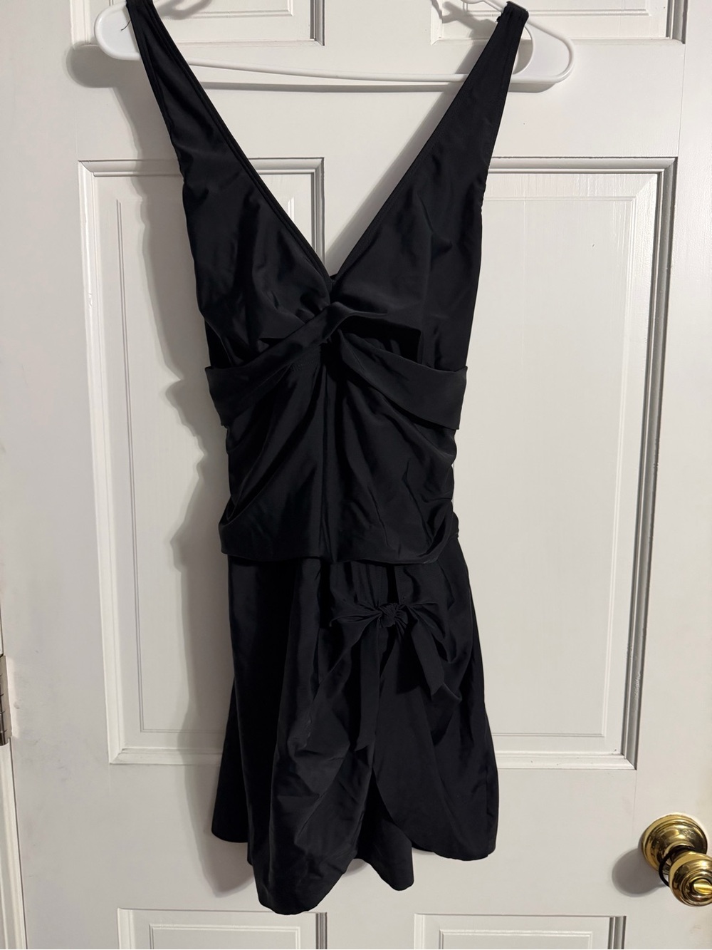 Black Knot-Front One-Piece Swimdress